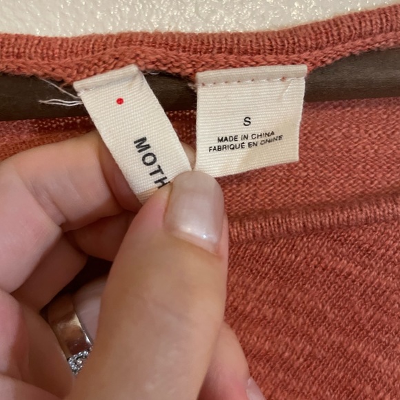 Moth Anthropologie S Orange Knit Crossover Crochet Trim Sweater - Picture 5 of 8